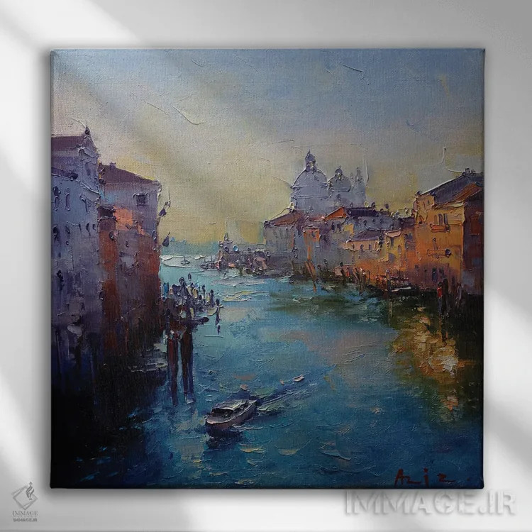 تابلو ونیز، کانال بزرگ (ایتالیا) اثر عزیز سلیماناف - نمای روبهرو روی دیوار