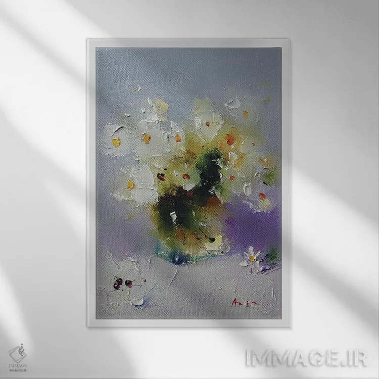 تابلو سفید و قرمز اثر عزیز سلیماناف - نمای قابدار سفید