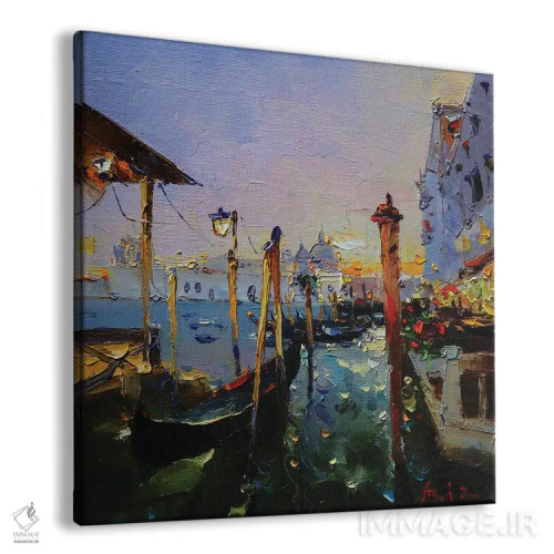 تابلو گوندولا در ونیز (قایق سنتی ونیزی) اثر عزیز سلیماناف - نمای پرسپکتیو محصول