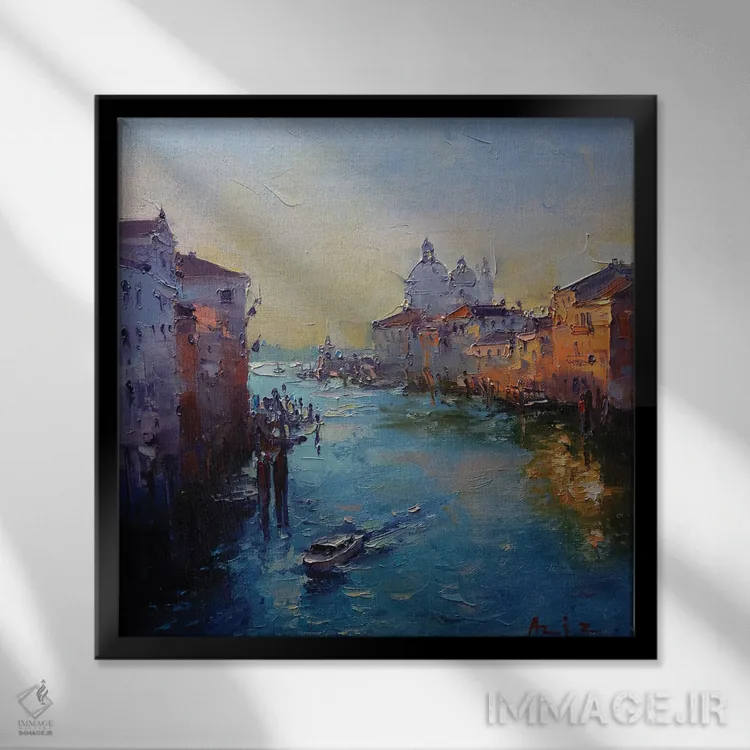 تابلو ونیز، کانال بزرگ (ایتالیا) اثر عزیز سلیماناف - نمای قابدار مشکی