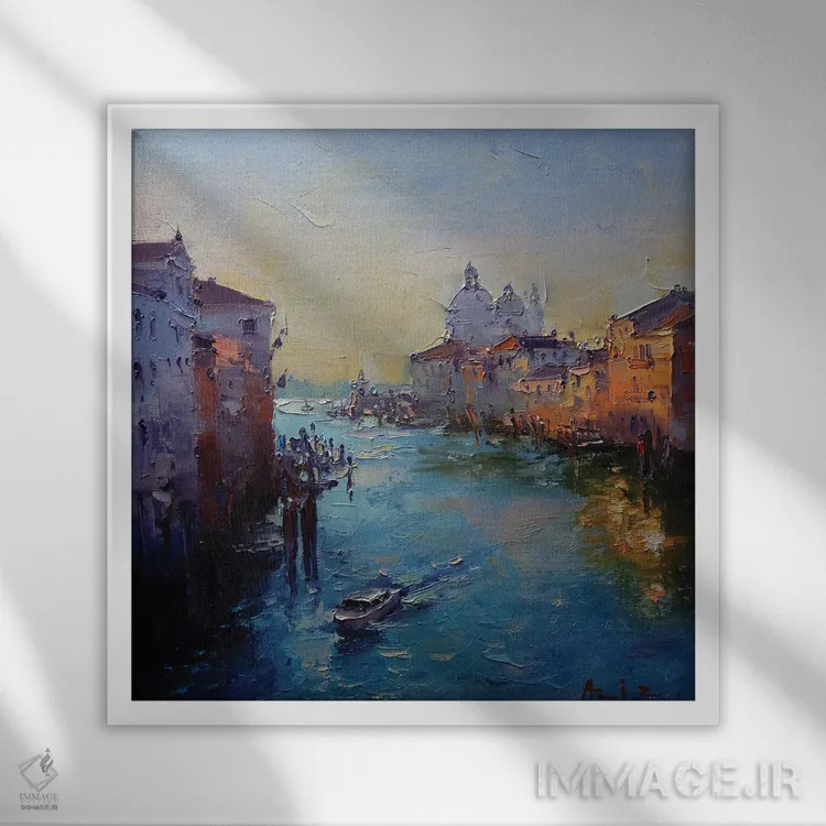 تابلو ونیز، کانال بزرگ (ایتالیا) اثر عزیز سلیماناف - نمای قابدار سفید