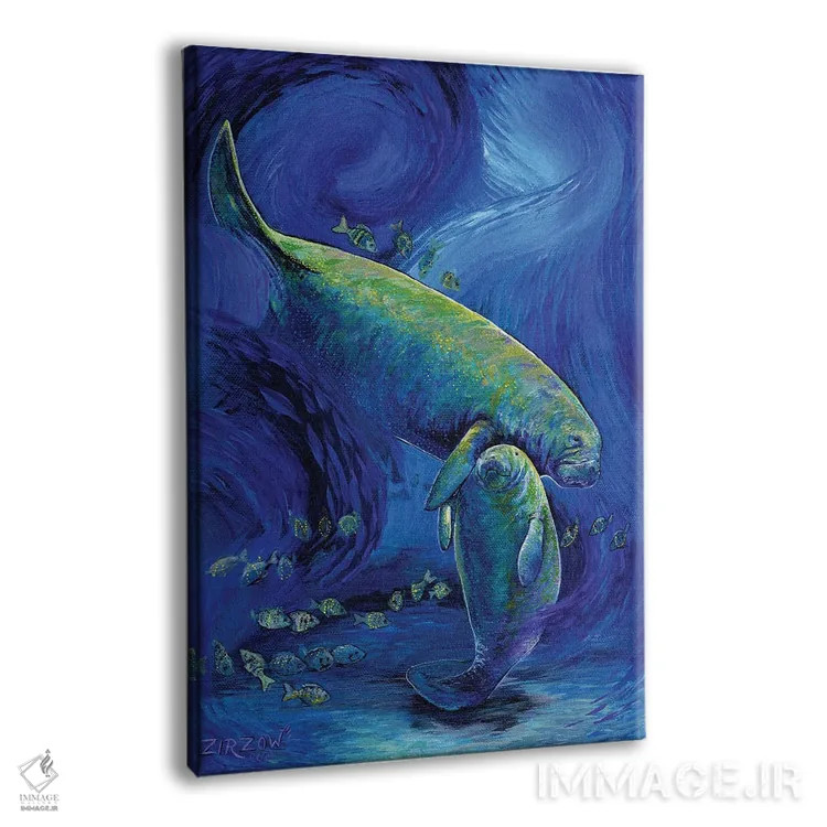 تابلو مادر و بچه گاو دریایی اثر آماندا زیرزو - نمای پرسپکتیو محصول