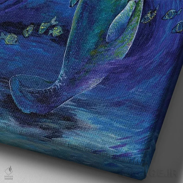 تابلو مادر و بچه گاو دریایی اثر آماندا زیرزو - نمای نزدیک بافت بوم