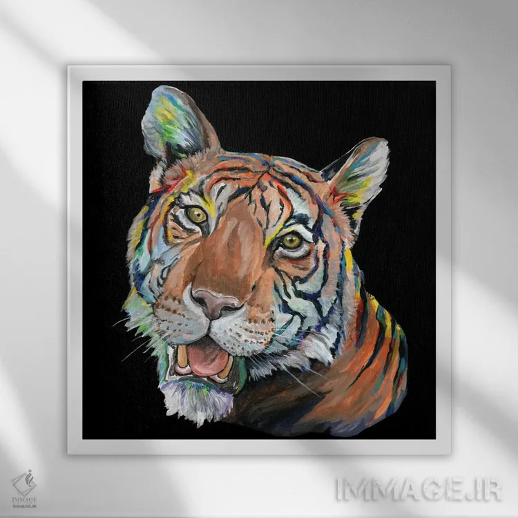 تابلو ببر اثر آماندا زیرزو - نمای قابدار سفید