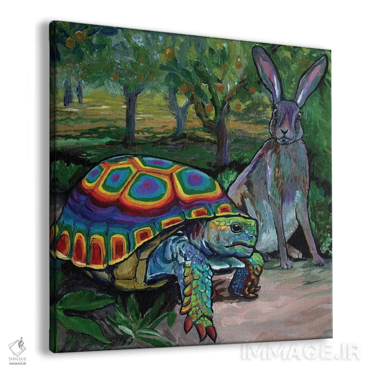تابلو لاکپشت و خرگوش اثر آماندا زیرزو - نمای پرسپکتیو محصول