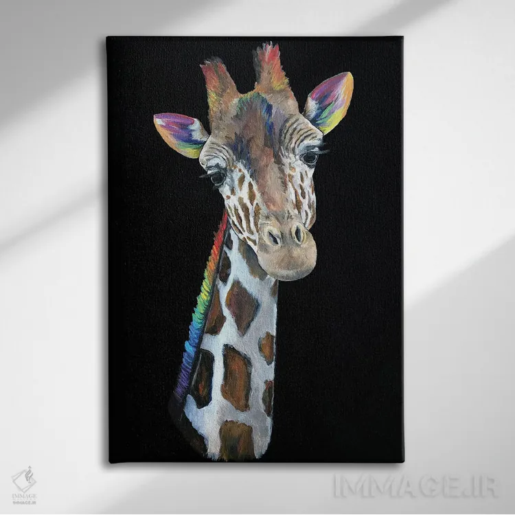تابلو زرافه اثر آماندا زیرزو - نمای روبهرو روی دیوار