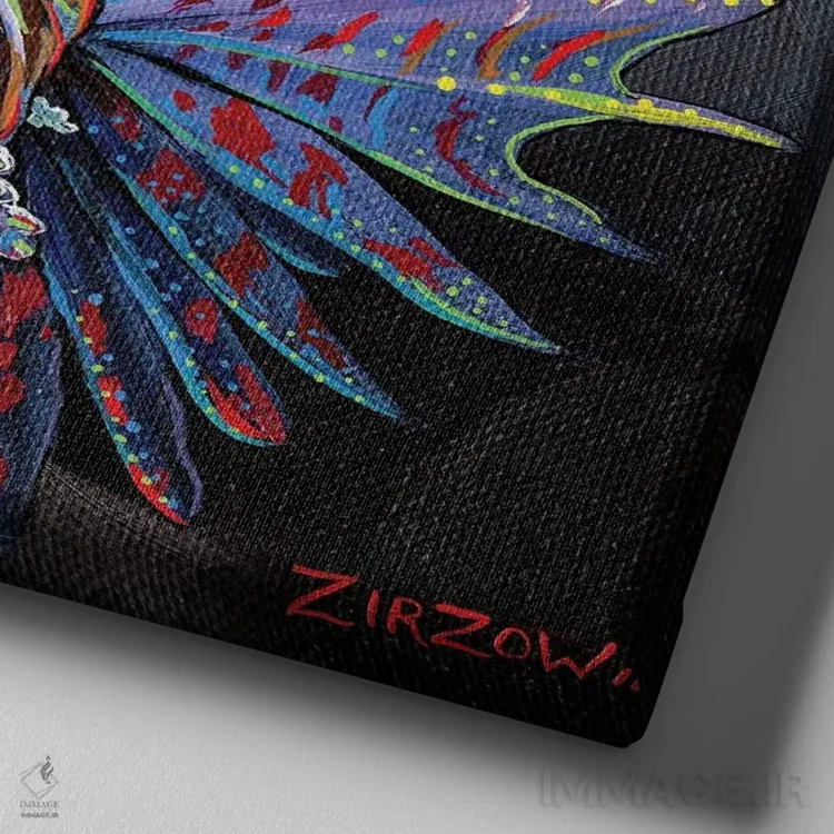 تابلو نگاه کن، لمس نکن (ماهی آتشین) اثر آماندا زیرزو - نمای نزدیک بافت بوم