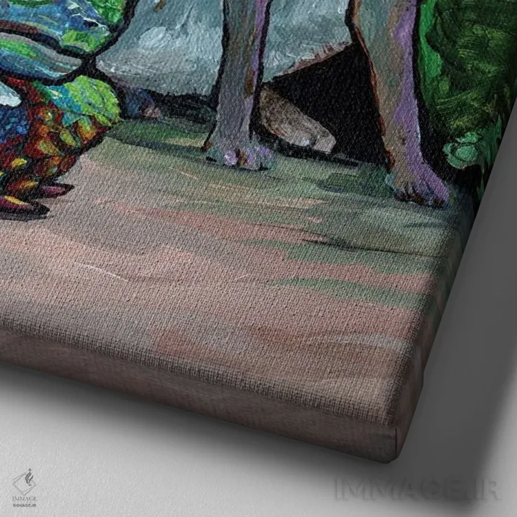 تابلو لاکپشت و خرگوش اثر آماندا زیرزو - نمای نزدیک بافت بوم