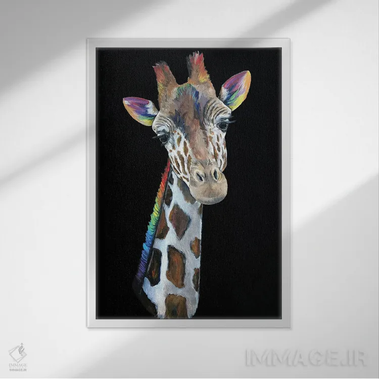 تابلو زرافه اثر آماندا زیرزو - نمای قابدار سفید