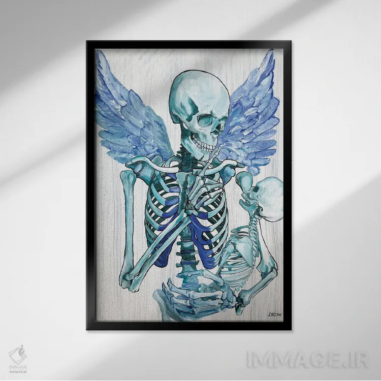 تابلو مادر و کودک اثر آماندا زیرزو - نمای قابدار مشکی