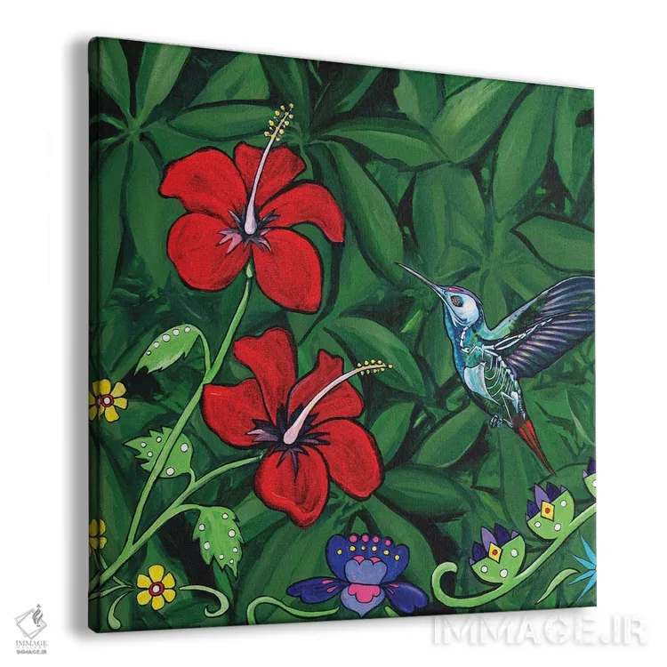 تابلو مرغ مگسخوار و گلها در جهان پس از مرگ اثر آماندا زیرزو - نمای پرسپکتیو محصول