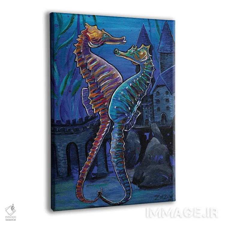 تابلو سرناد اسب دریایی اثر آماندا زیرزو - نمای پرسپکتیو محصول