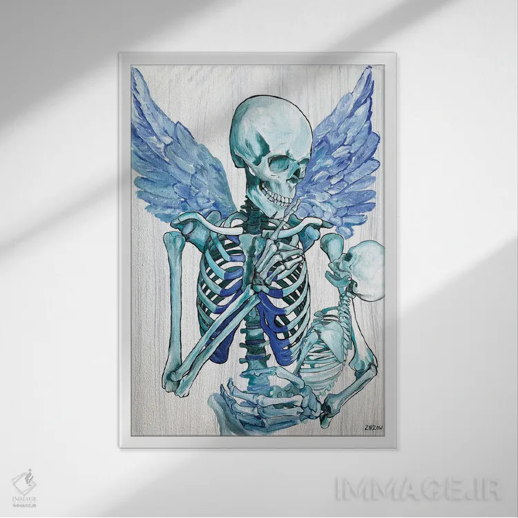 تابلو مادر و کودک اثر آماندا زیرزو - نمای قابدار سفید