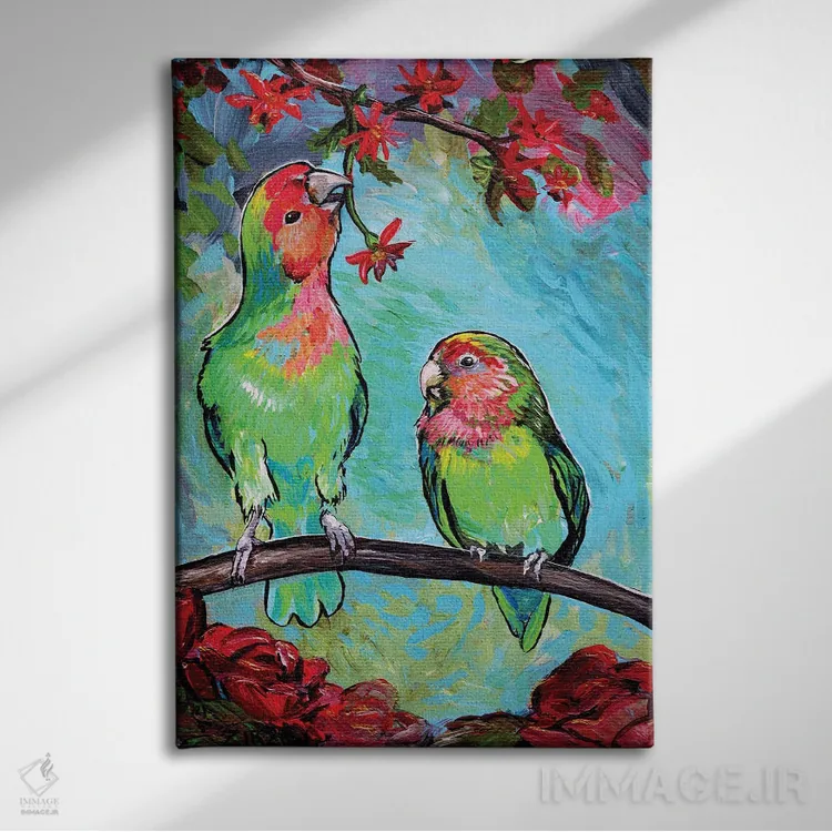 تابلو گلی برای مرغ عشق من اثر آماندا زیرزو - نمای روبهرو روی دیوار