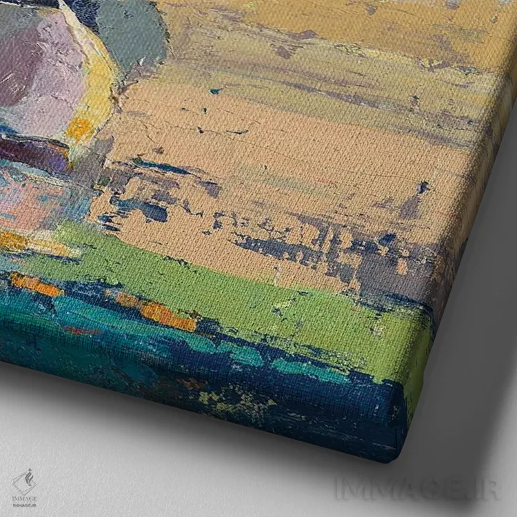 تابلو قایق سبز بطریای اثر بث اِی فورست - نمای نزدیک بافت بوم