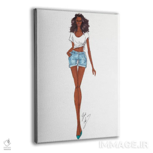 تابلو بانویی با لباس جین اثر بروک اشلی - نمای پرسپکتیو محصول