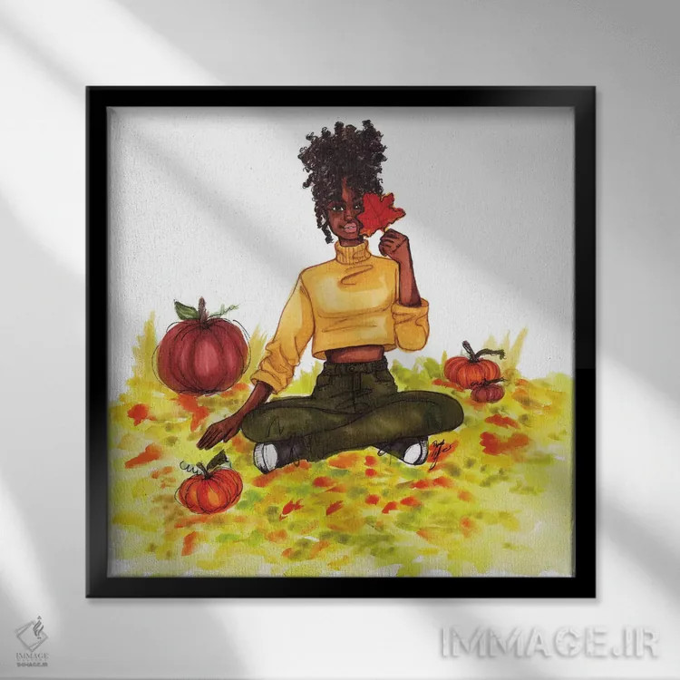 تابلو برگهای پاییزی اثر بروک اشلی - نمای قابدار مشکی