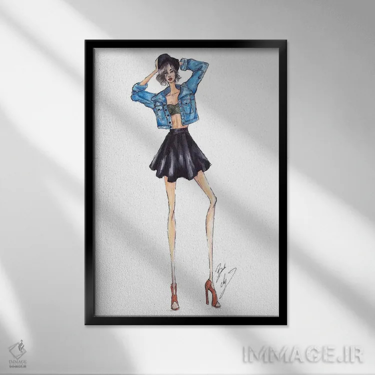 تابلو ژاکت جین اثر بروک اشلی - نمای قابدار مشکی