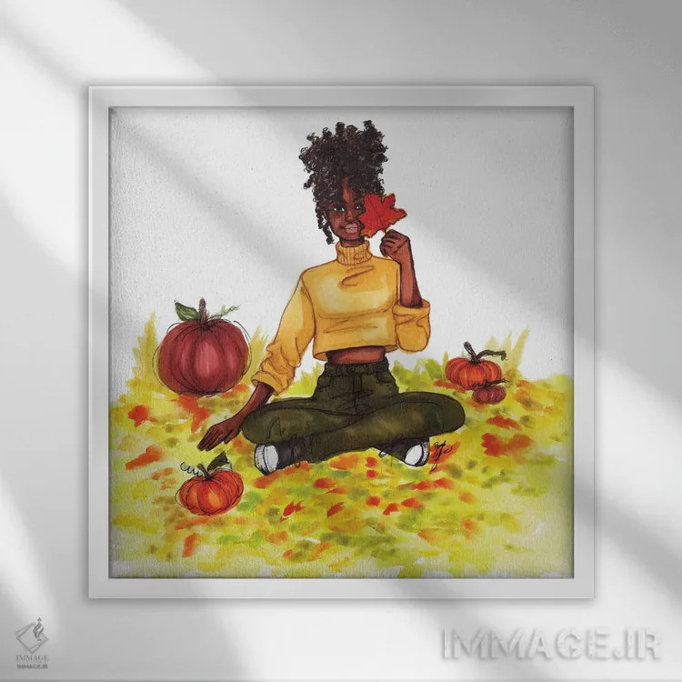 تابلو برگهای پاییزی اثر بروک اشلی - نمای قابدار سفید