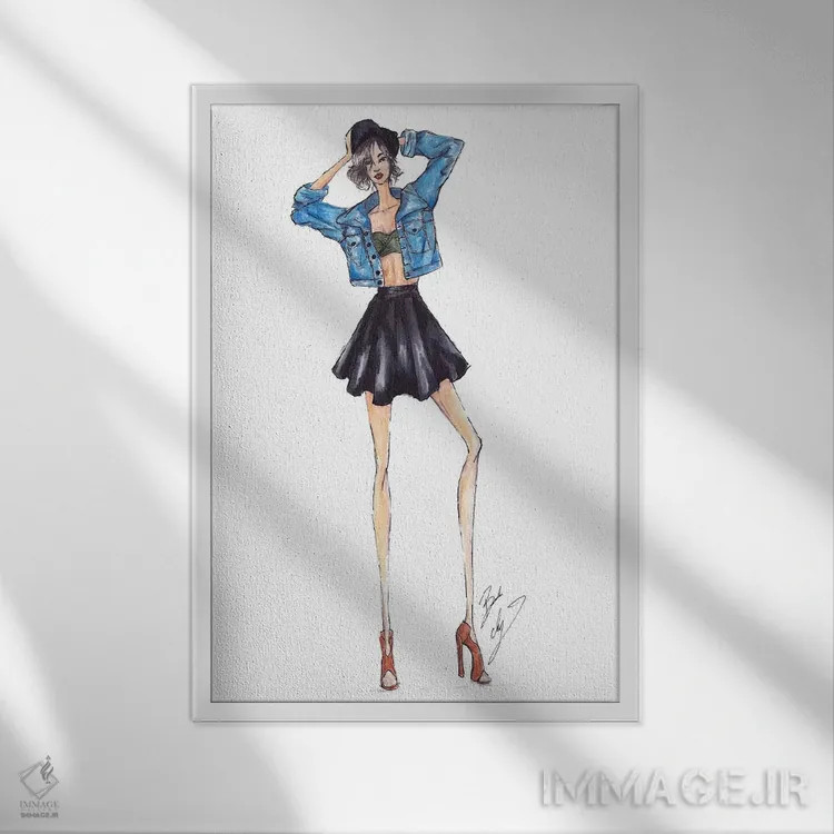 تابلو ژاکت جین اثر بروک اشلی - نمای قابدار سفید