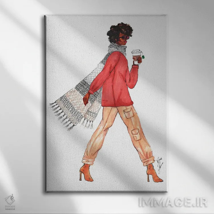 تابلو شالگردن و لاته اثر بروک اشلی - نمای روبهرو روی دیوار