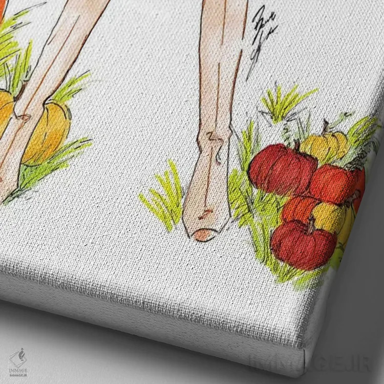 تابلو مزرعه کدو تنبل اثر بروک اشلی - نمای نزدیک بافت بوم