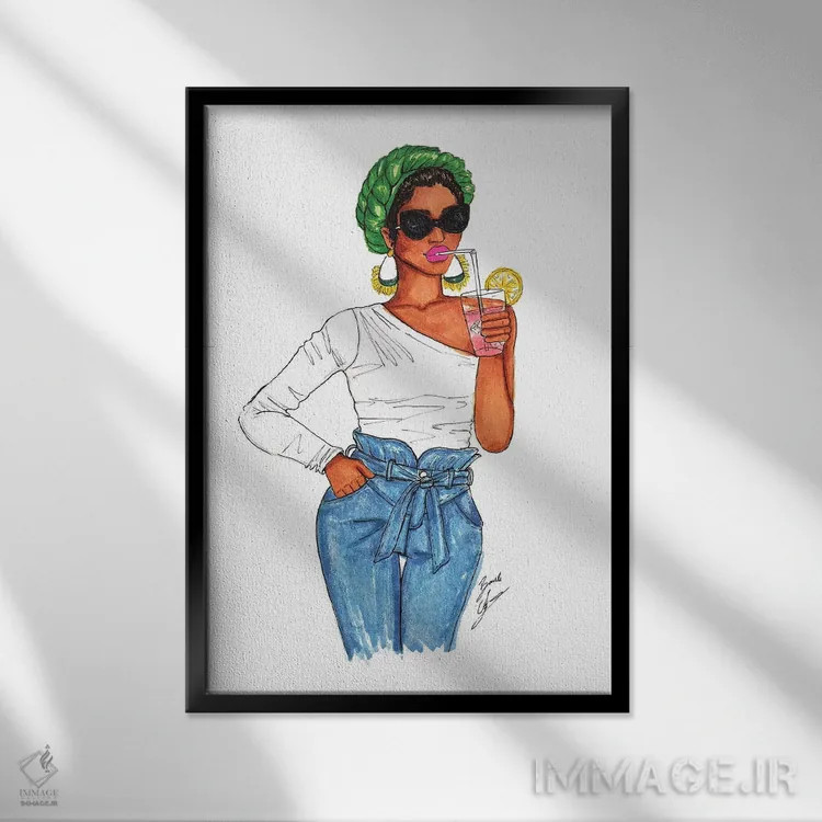 تابلو لیموناد صورتی اثر بروک اشلی - نمای قابدار مشکی