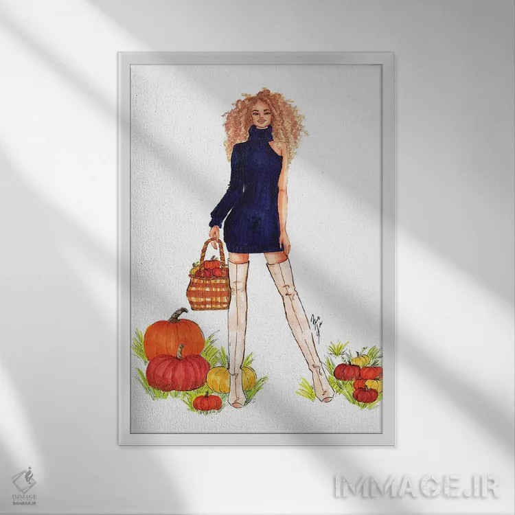 تابلو مزرعه کدو تنبل اثر بروک اشلی - نمای قابدار سفید