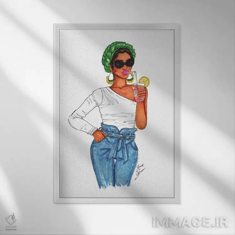 تابلو لیموناد صورتی اثر بروک اشلی - نمای قابدار سفید