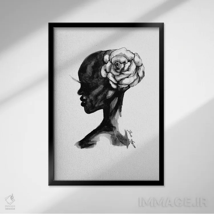 تابلو گل وحشی اثر بروک اشلی - نمای قابدار مشکی