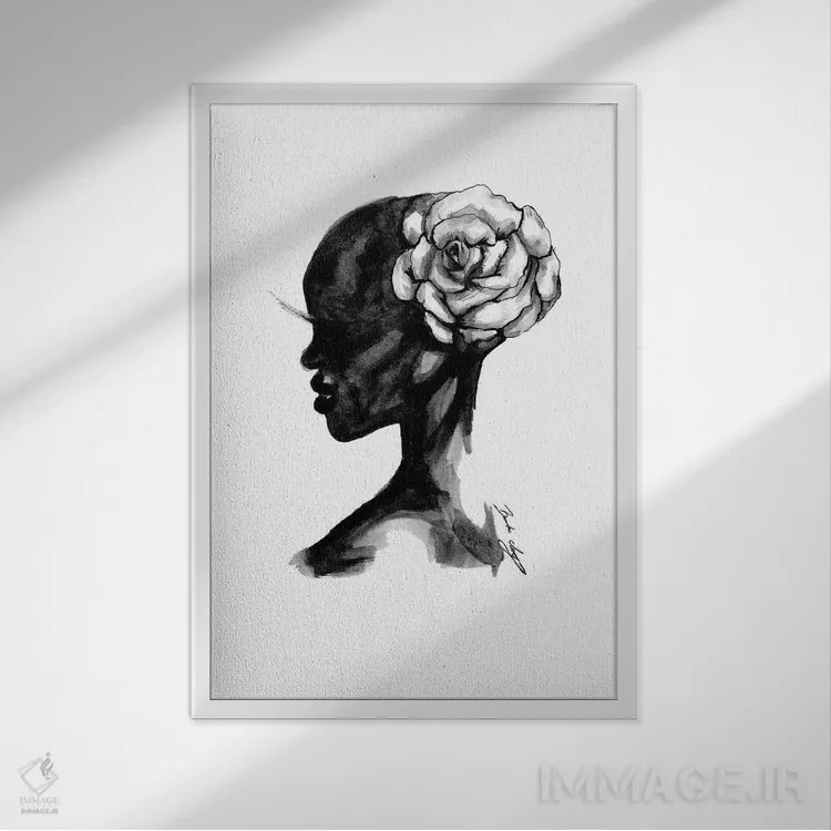 تابلو گل وحشی اثر بروک اشلی - نمای قابدار سفید