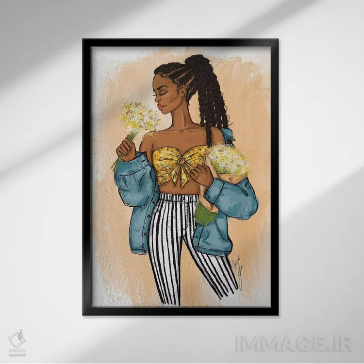 تابلو بابونه اثر بروک اشلی - نمای قابدار مشکی