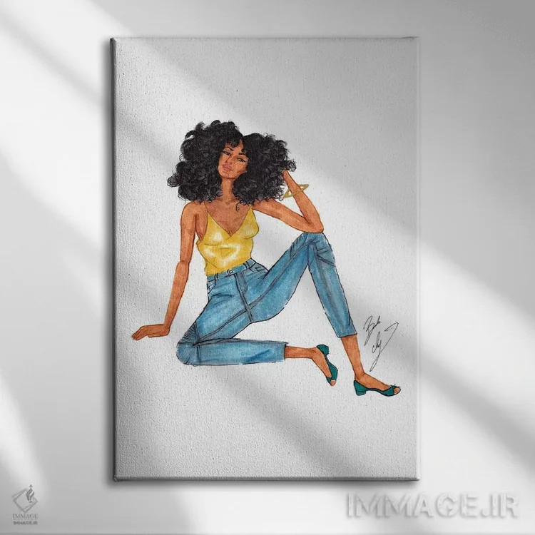 تابلو دختر فرفری اثر بروک اشلی - نمای روبهرو روی دیوار