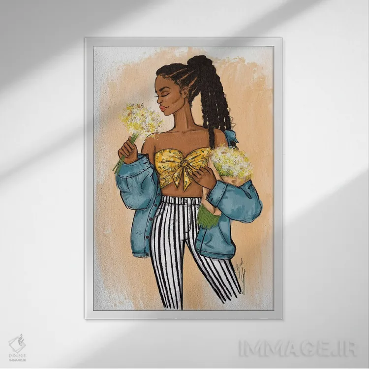 تابلو بابونه اثر بروک اشلی - نمای قابدار سفید