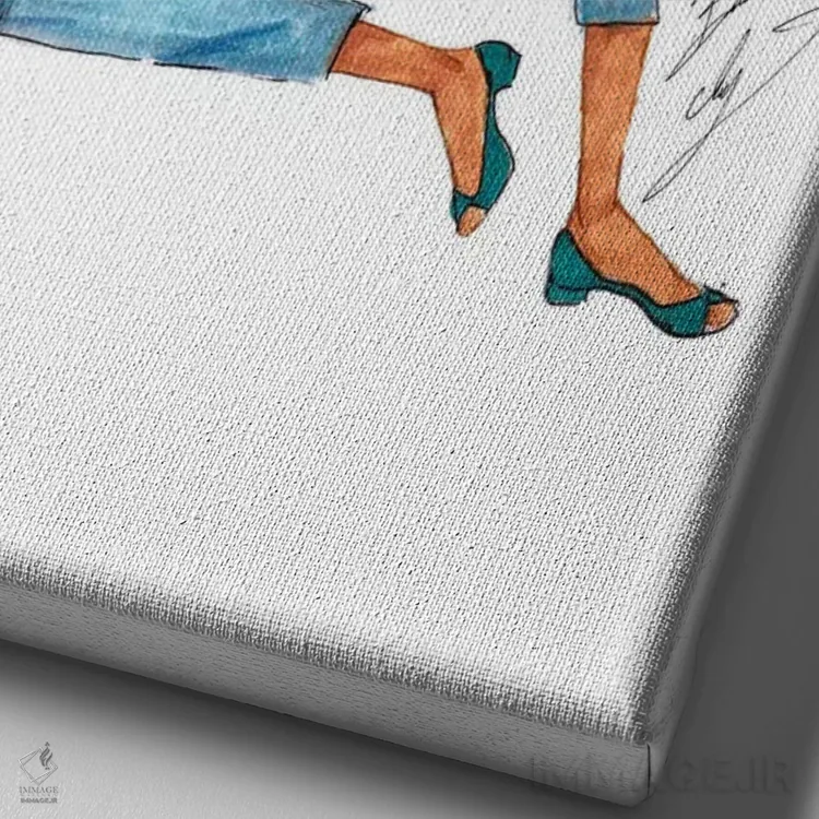 تابلو دختر فرفری اثر بروک اشلی - نمای نزدیک بافت بوم