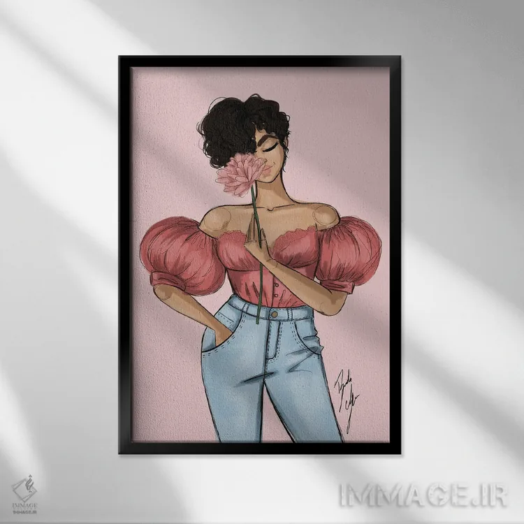 تابلو میخکهای شیرین اثر بروک اشلی - نمای قابدار مشکی