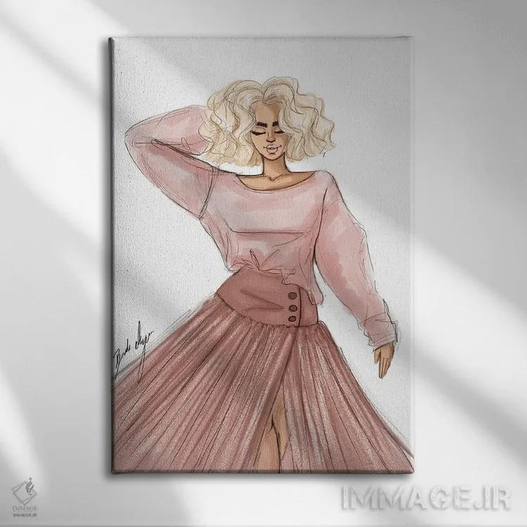 تابلو زیبا در صورتی اثر بروک اشلی - نمای روبهرو روی دیوار