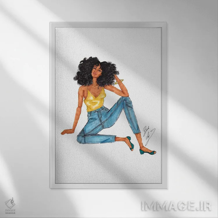 تابلو دختر فرفری اثر بروک اشلی - نمای قابدار سفید