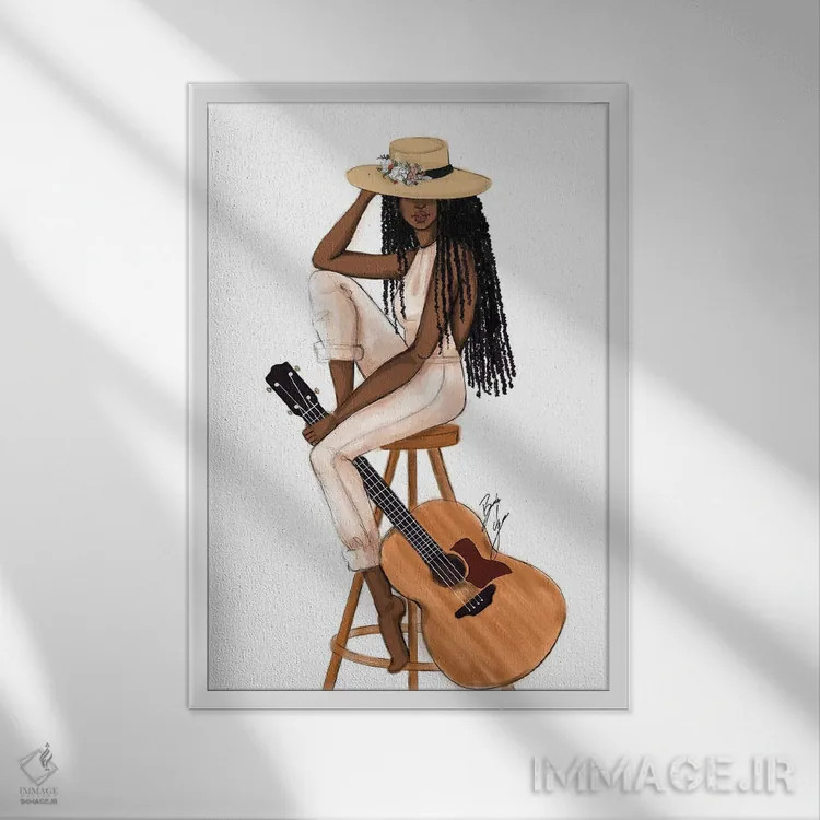 تابلو موسیقیدان اثر بروک اشلی - نمای قابدار سفید