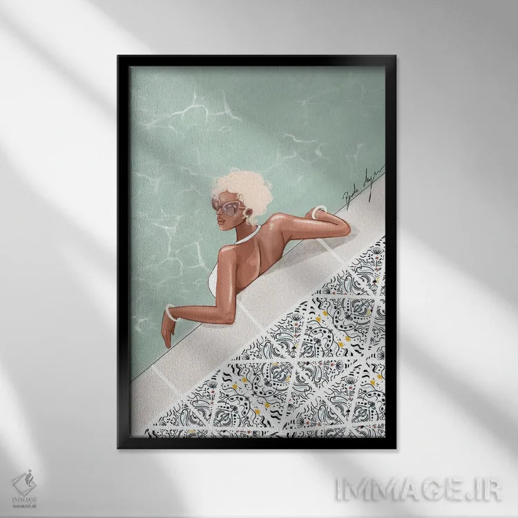 تابلو کنار استخر اثر بروک اشلی - نمای قابدار مشکی