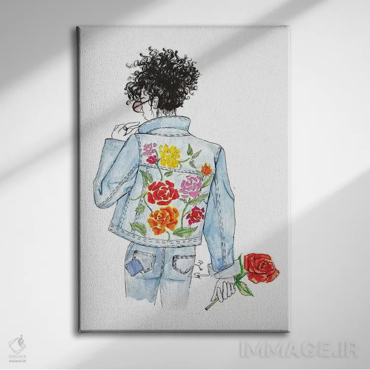 تابلو گلدار و جین اثر بروک اشلی - نمای روبهرو روی دیوار