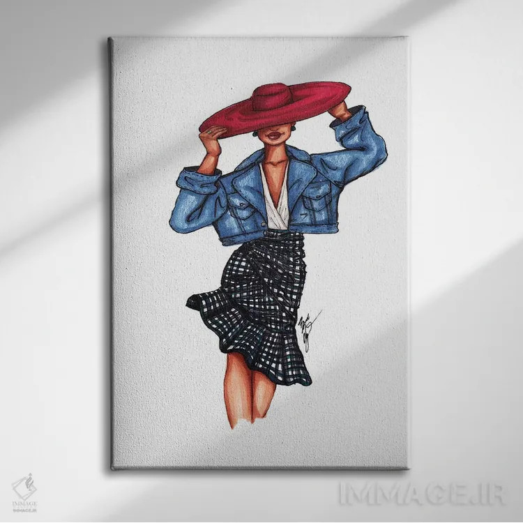 تابلو دختر با کلاه قرمز اثر بروک اشلی - نمای روبهرو روی دیوار