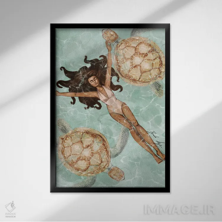 تابلو آبهای آرام اثر بروک اشلی - نمای قابدار مشکی