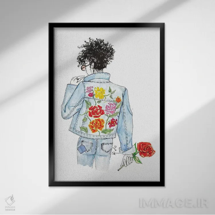 تابلو گلدار و جین اثر بروک اشلی - نمای قابدار مشکی