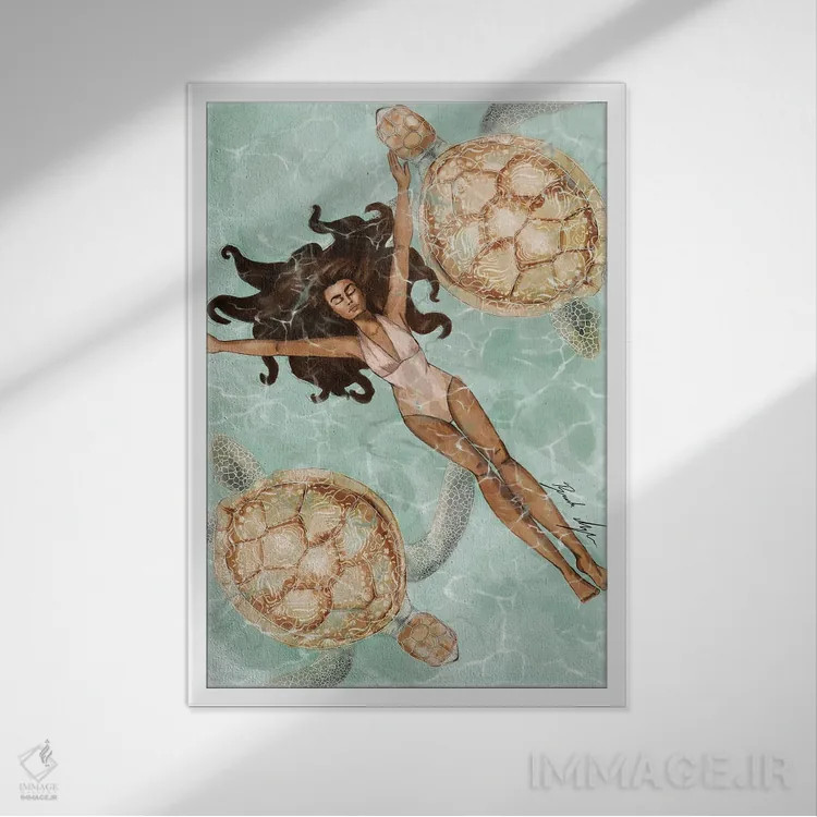 تابلو آبهای آرام اثر بروک اشلی - نمای قابدار سفید