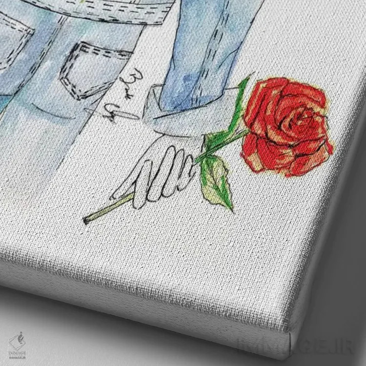 تابلو گلدار و جین اثر بروک اشلی - نمای نزدیک بافت بوم