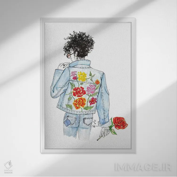 تابلو گلدار و جین اثر بروک اشلی - نمای قابدار سفید