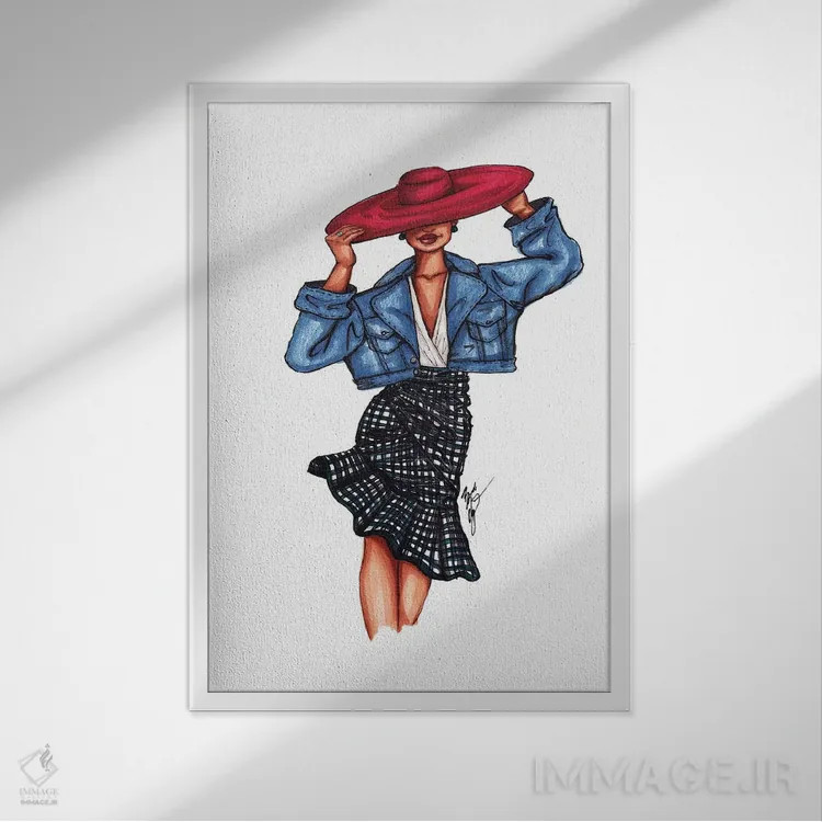 تابلو دختر با کلاه قرمز اثر بروک اشلی - نمای قابدار سفید