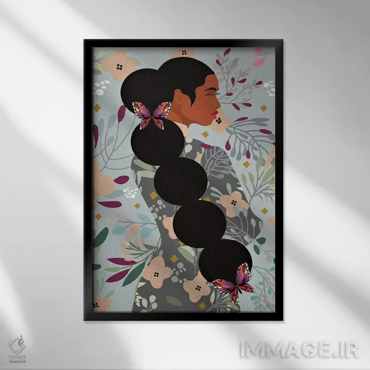 تابلو شکوفه دادن – زمینه گلدار اثر برندی آدامز-پیفوس - نمای قابدار مشکی