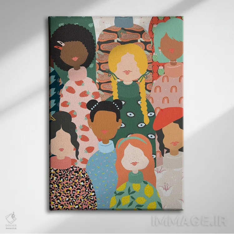 تابلو گروه زنان اثر استودیو بو (استودیوی هنری) - نمای روبهرو روی دیوار